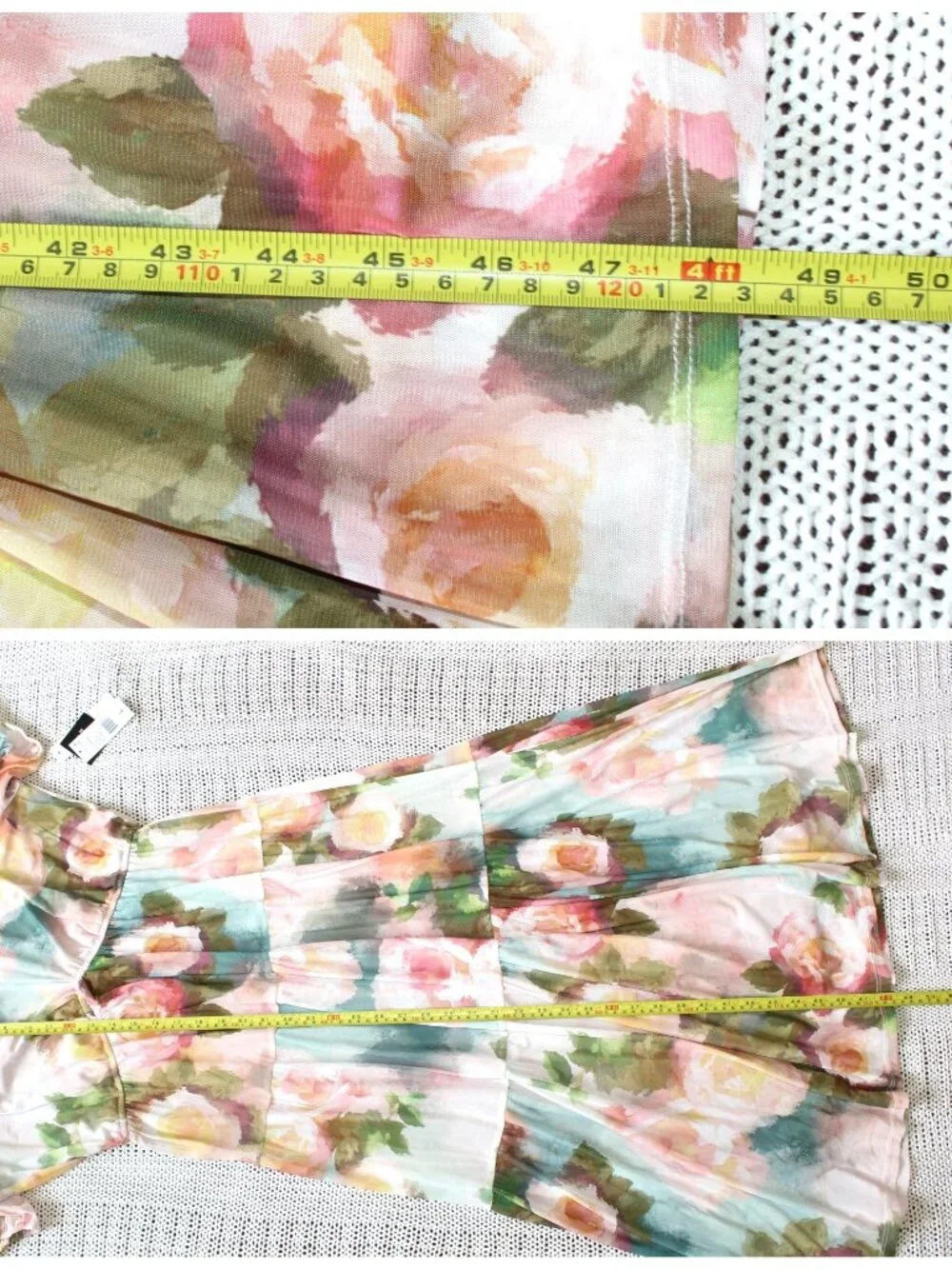 NWT Robbie Bee Watercolor Floral Maxi Dress Tiered Size L Short Sleeves Romantic